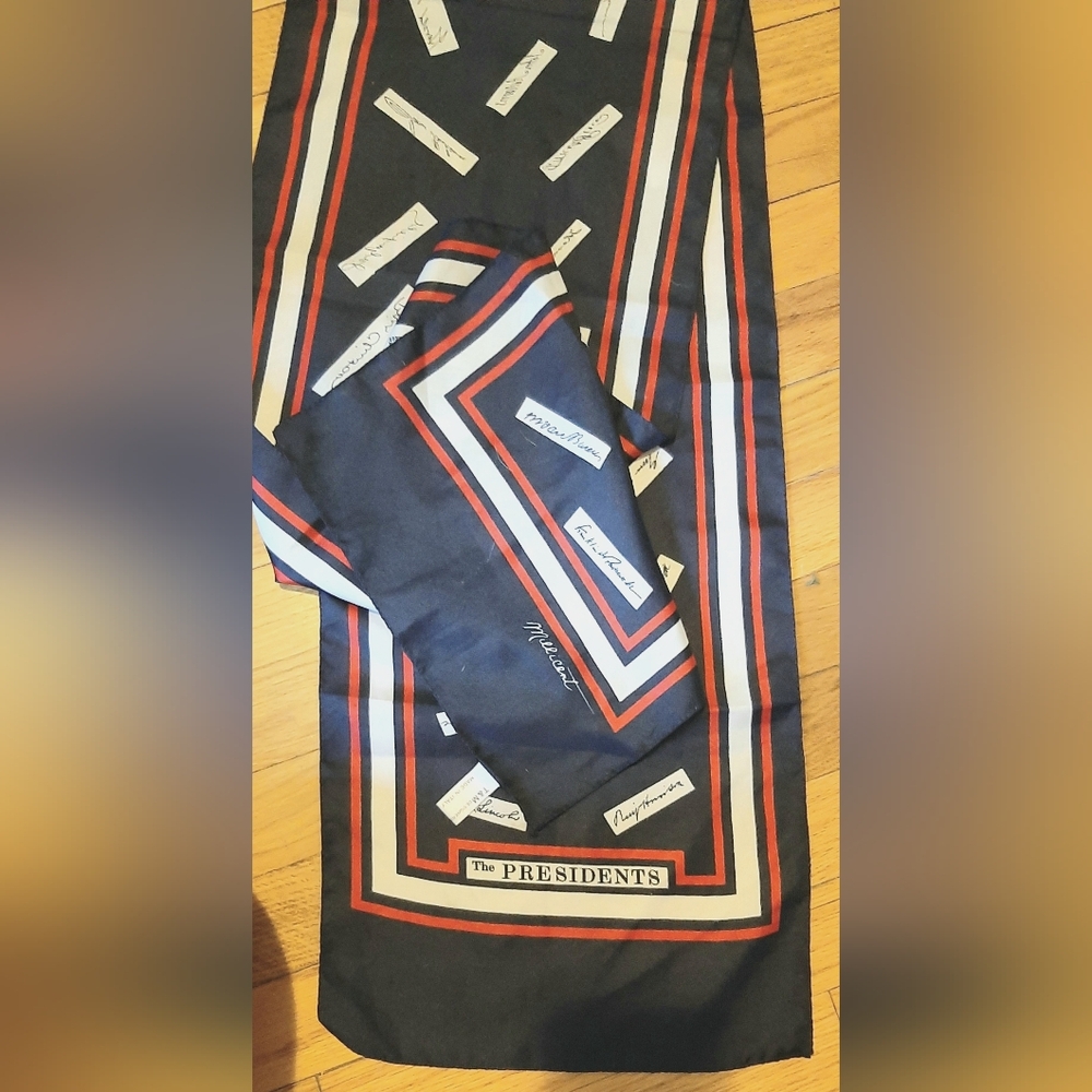 Long Red, White and Dark Blue President Themed Scarf by Millicent